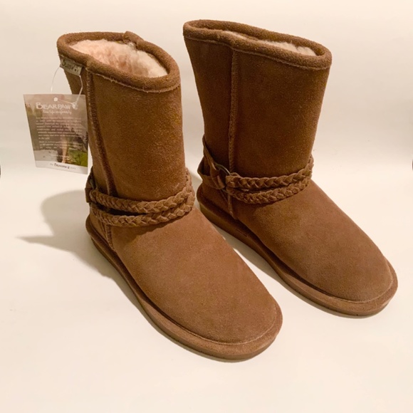 Bearpaw Adele Hickory Braided Brown Tan Suede Wool Lined Snow Winter Boots 6 - Picture 4 of 6